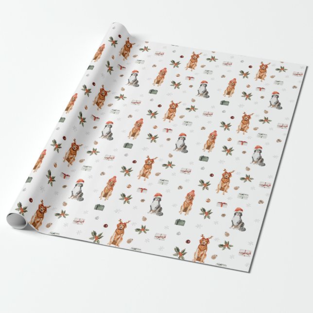 Papier Cadeau Chiens de Noël 1 (Déroulé)