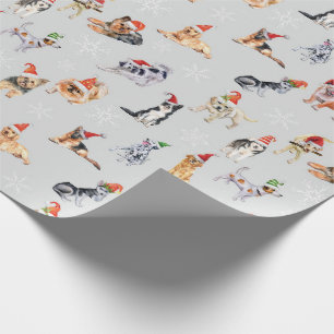 Papier Cadeau Chiens de Noël mignons Papier d'enveloppement Moti