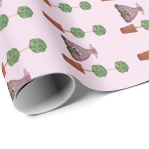 Papier Cadeau Chiens du Staffordshire rose vert