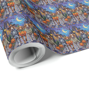 Papier Cadeau Chiens English Foxhound Trick-or-Treating Hallowee