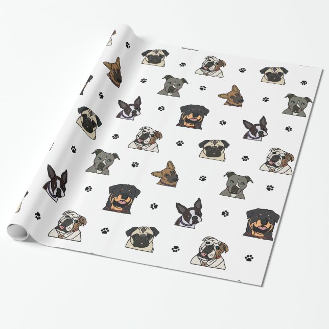 Papier Cadeau Chiens et pattes (Déroulé)