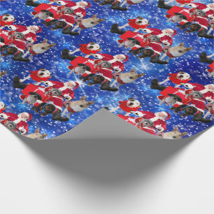 Papier Cadeau Chiens et Père Noël 