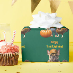 Papier Cadeau Chiens français de Thanksgiving French Bulldog
