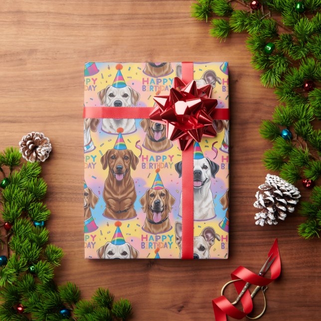 Papier Cadeau Chiens Joyeux anniversaire (Cadeau de vacances)