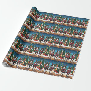 Papier Cadeau Chiens Kelpie Australiens Noël Neige Vacances