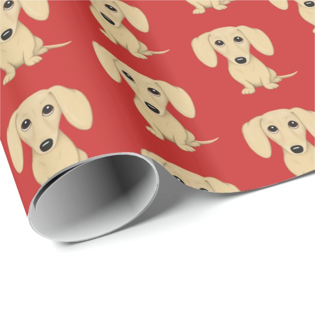 Papier Cadeau Chiens mignons enduits lisses crèmes du motif | de (Coin rond)