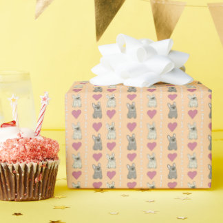 Papier Cadeau Chiens mignons, os et cœurs