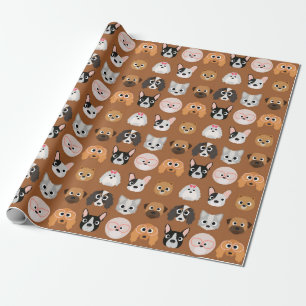Papier Cadeau Chiens mignons sur Brown