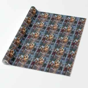 Papier Cadeau Chiens Rat Terrier Noël Neige Fêtes