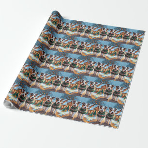 Papier Cadeau Chiens Terrier Australien Noël Neige Fêtes