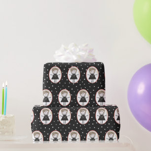 Papier Cadeau Chiffre À Bâtons Fille En Basket