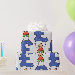 Papier Cadeau Chiffre bâton joueur debout sur livre