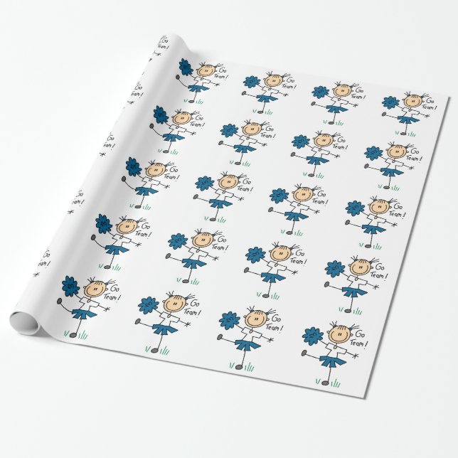 Papier Cadeau Chiffre bleu papier d'emballage de bâton de (Déroulé)