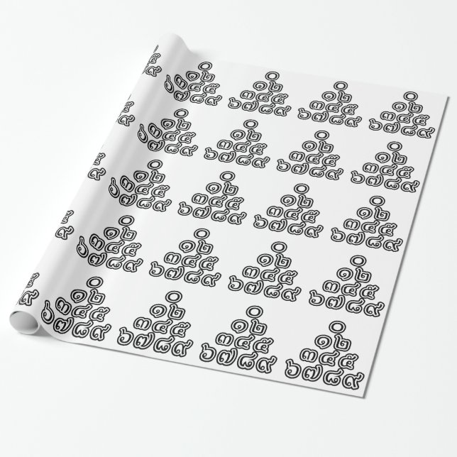Papier Cadeau Chiffres thaïlandais Pyramide ♦ Script en thaï ♦ (Déroulé)
