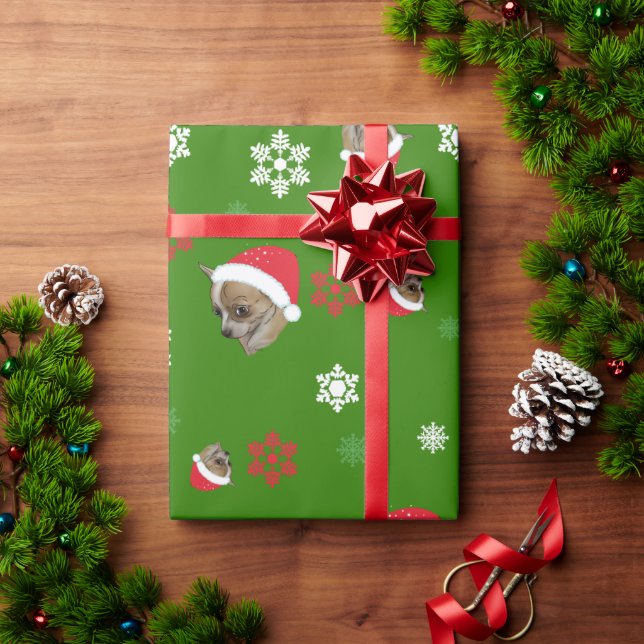 Papier Cadeau Chihuahua Chi Santa Hat (Cadeau de vacances)