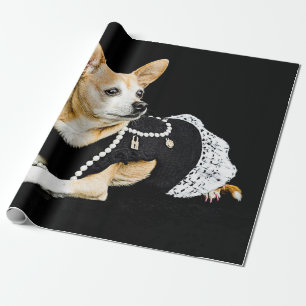 Papier Cadeau Chihuahua Chien Tan Brown Noir Élégant