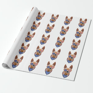 Papier Cadeau Chihuahua Chien USA Indépendance américaine 4 juil