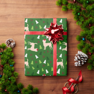 Papier Cadeau Chihuahua Chiens à Santa Hats Noël VERT