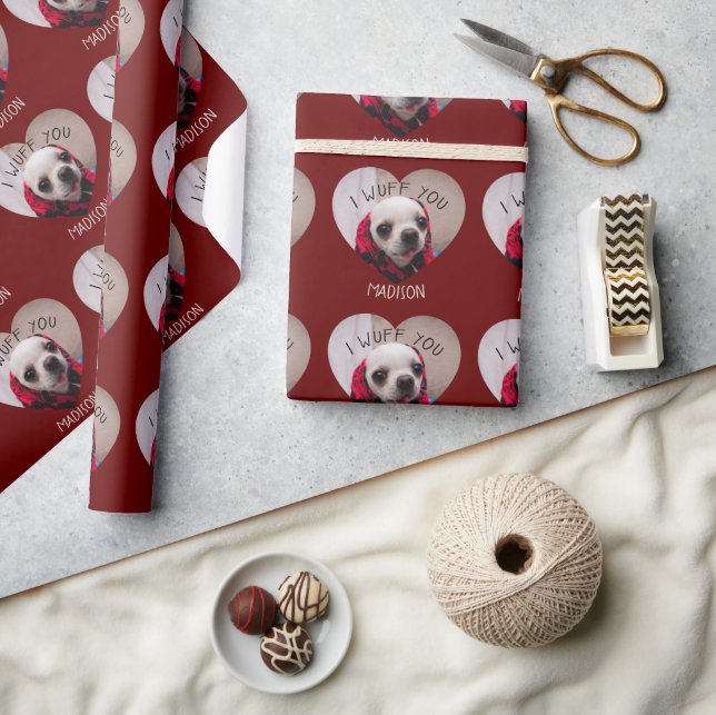Papier Cadeau Chihuahua mignon wua vous aimez Saint Valentin pho (Artisanat)