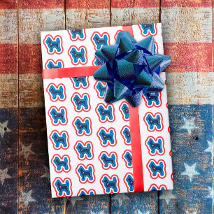 Papier Cadeau Chihuahua Patriotique Rouge Blanc Et Bleu 4 juille