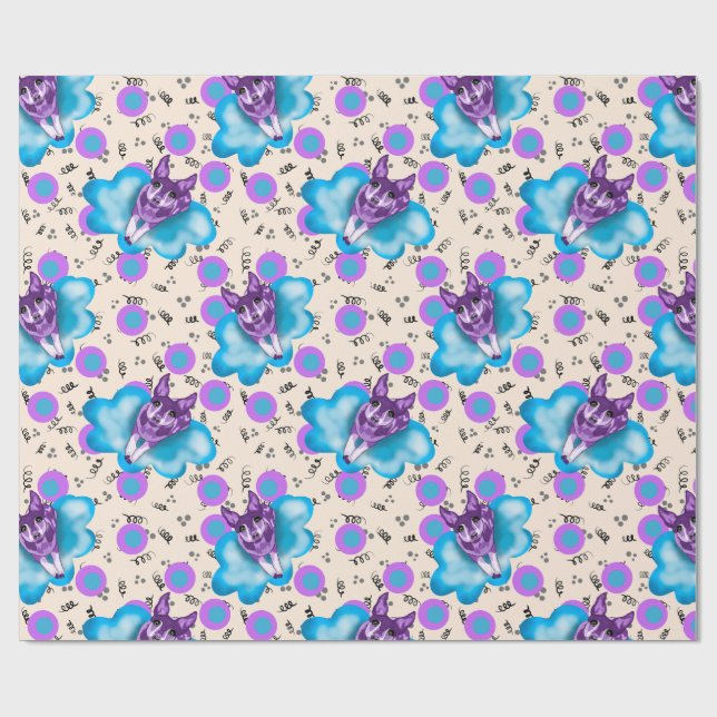 Papier Cadeau Chihuahua sur un nuage (Plat)