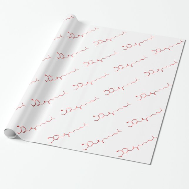 Papier Cadeau Chili Capsaicin Formule chimique moléculaire (Déroulé)