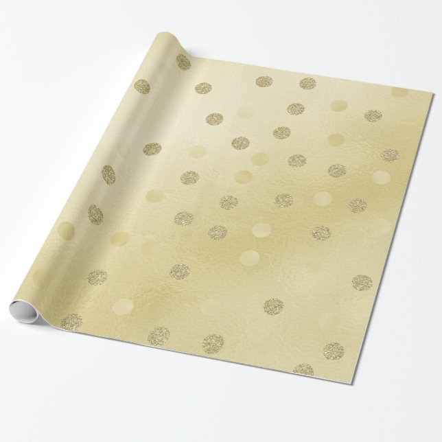 Papier Cadeau Chimeur d'or avec cercles de Parties scintillant (Déroulé)
