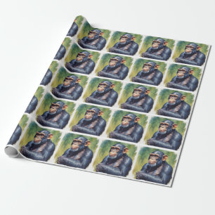 Papier Cadeau Chimpanzé fou mignon