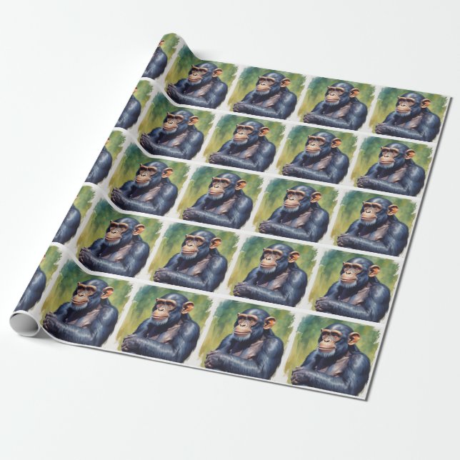 Papier Cadeau Chimpanzé fou mignon (Déroulé)
