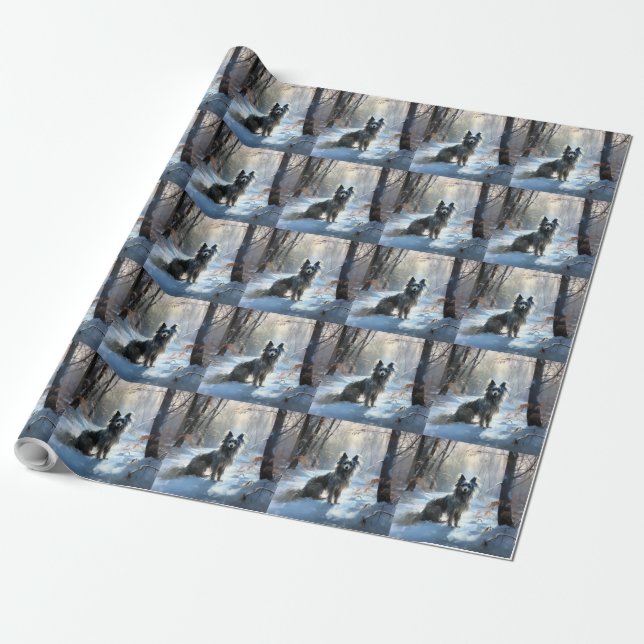 Papier Cadeau Chinois Crested Laisser Il Neige Noël (Déroulé)