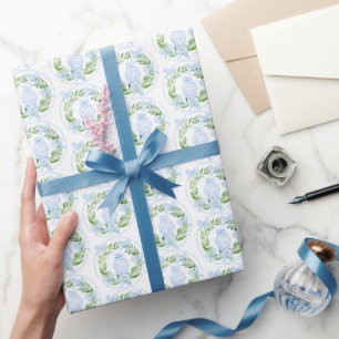 Papier Cadeau Chinoiserie Aquarelle Ginger Jar Wreath