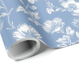 Papier Cadeau Chinoiserie découpage bleu et blanc