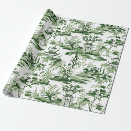 Papier Cadeau Chinoiserie Orient Peinture Paysage Découpage