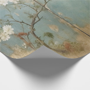 Papier Cadeau Chinoiserie Panneaux Bleus Vieillés