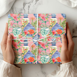 Papier Cadeau Chinoiserie Papier d'enveloppement à motifs florau