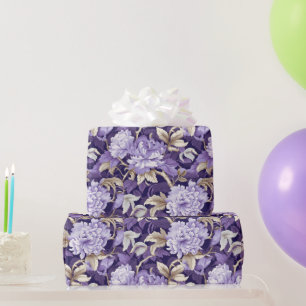 Papier Cadeau Chinoiserie Purple Gold Floral Peinture