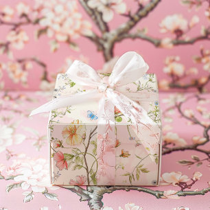 Papier Cadeau Chinoiserie rose Floral Mariage