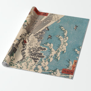Papier Cadeau Chinoiserie Ukiyo-e Paysage japonais d'hiver ennei