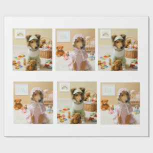 Papier Cadeau Chiots Adorables en Vêtements de Bébé Unisexe