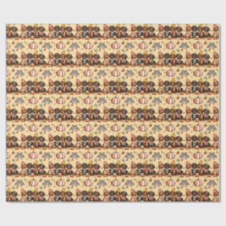Papier Cadeau Chiots Dachshund Couleurs d'Automne