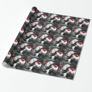 Papier Cadeau chiots pitbull de noël endormis adorables santa