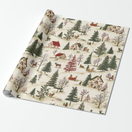 Papier Cadeau Chirstmas Vintage Village 