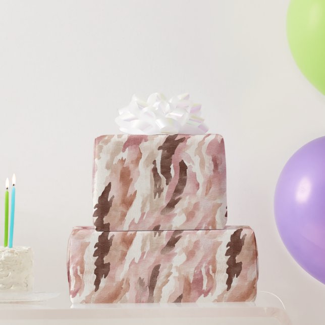 Papier Cadeau Chocolat à la crème rose Brown Anniversaire Abstra (Cadeaux de fête)