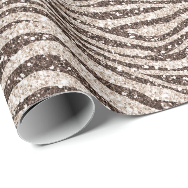 Papier Cadeau Chocolat Brown crème Blush Zebra Parties scintilla (Coin rond)