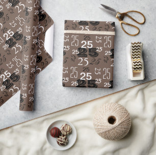 Papier Cadeau Chocolat Brown Noir Blanc Numéros Personnalisés