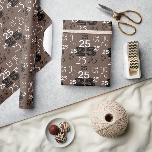 Papier Cadeau Chocolat Brown Noir Blanc Numéros Personnalisés (Artisanat)
