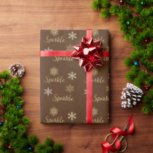 Papier Cadeau Chocolat Brown or Parties scintillant Étincelle S