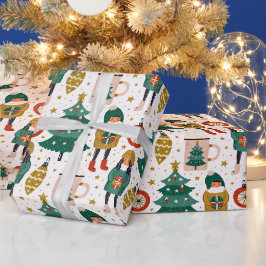 Papier Cadeau Chocolat chaud Arbre de Noël Ornements de vacances