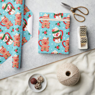 Papier Cadeau Chocolat chaud cacao Boissons Noël