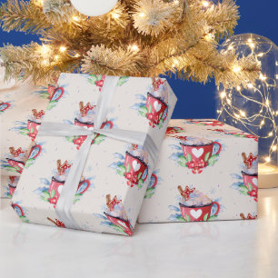 Papier Cadeau Chocolat chaud de Noël et biscuit